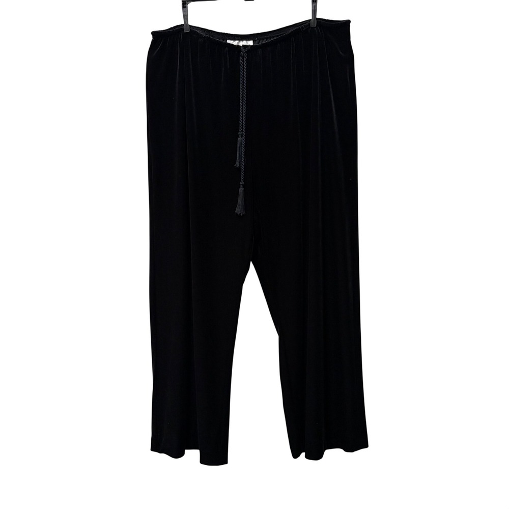 Soft Surroundings Velvet Wide Leg Pants Womens XL Petite Black Tassels Goth Boho